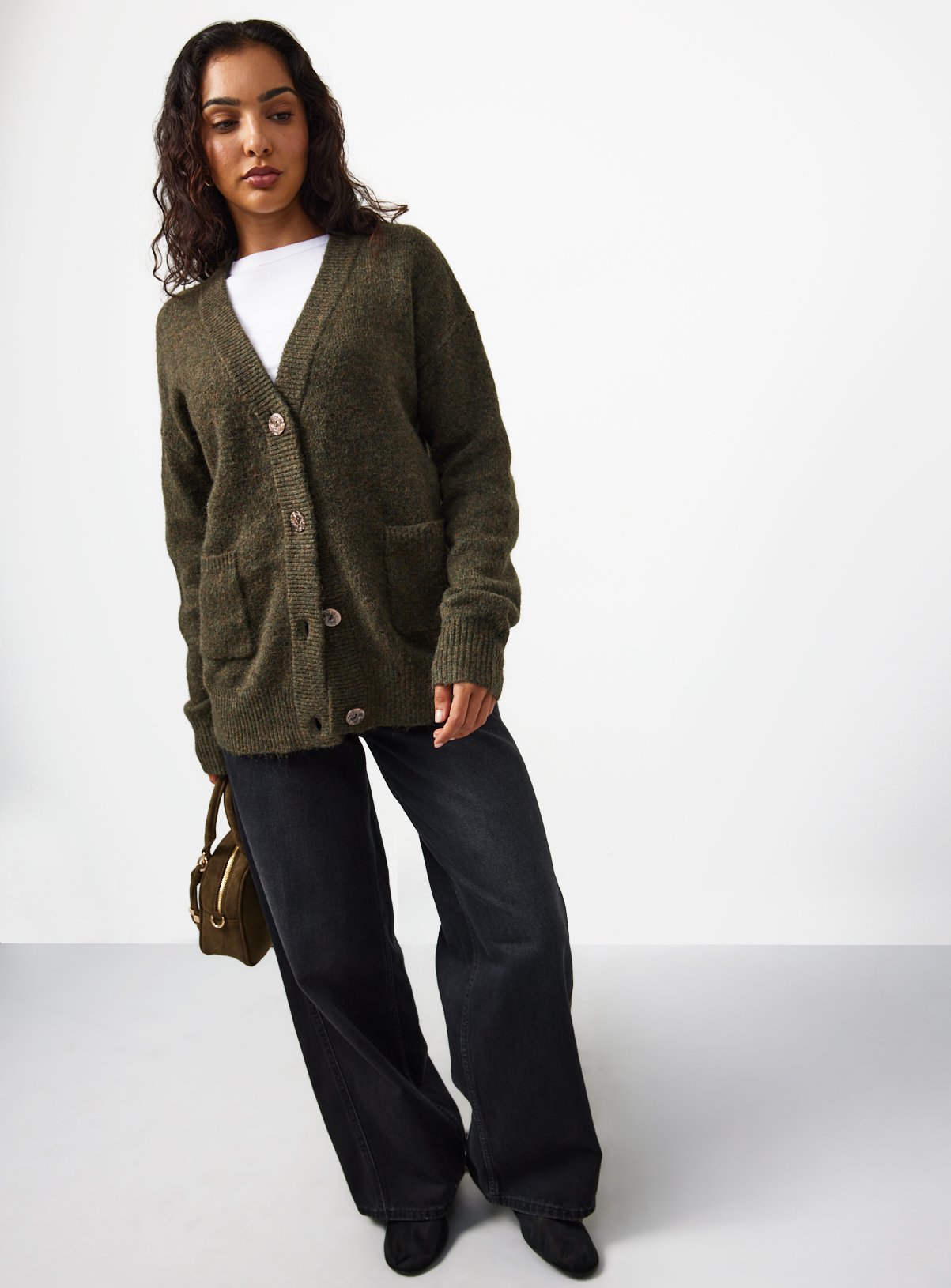 Dark Green Supersoft Boyfriend Cardigan L - Image 2 thumbnail